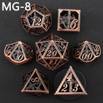 Set dadu logam berongga polyhedron custom dadu naga dan naga dadu permainan papan