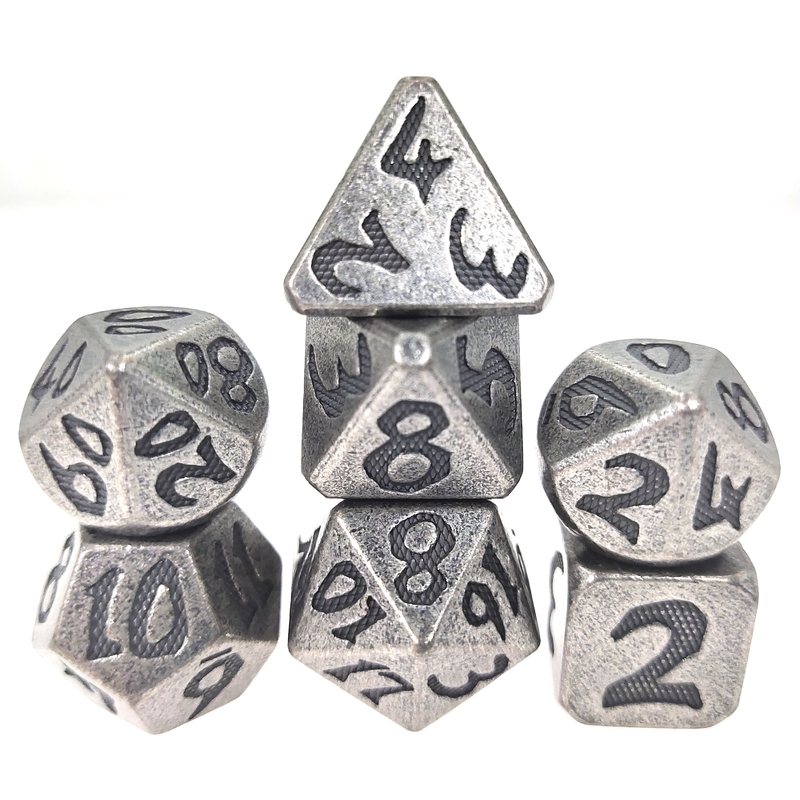 Dadu Set Untuk DND atau RPG Dadu Set Tangan Ukir Logam Mewah Ringan