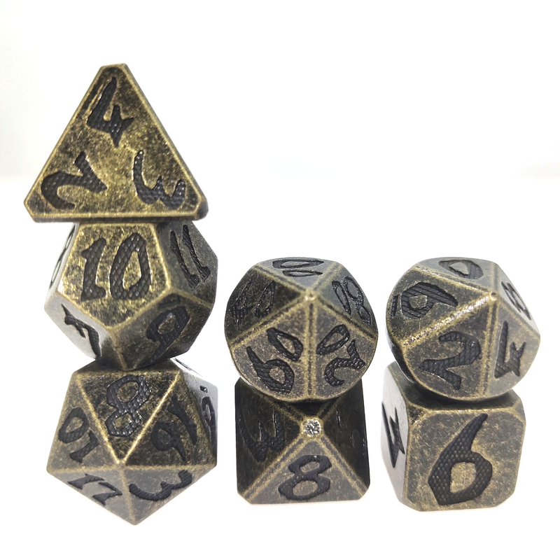 Dadu RPG Mini Set Dadu RPG DND Tahan Lama Untuk Penjara Bawah Tanah Dan Naga Polyhedral Aurichalceous