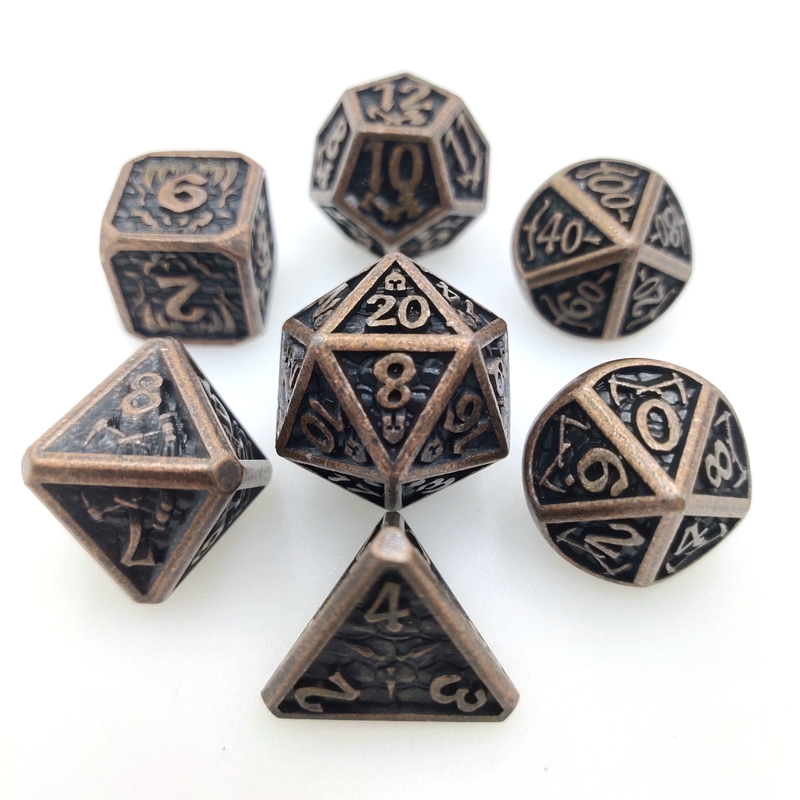 Dadu RPG Mini Serbaguna GST Set Dadu Polihedral Berlapis Emas Pengalaman Permainan Taktil Unik Hitam