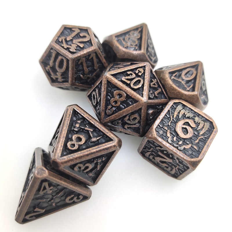 Tidak Berbau Tajam Logam Tahan Aus Warna Mini Dadu Logam Dadu RPG Polyhedral Cuprum