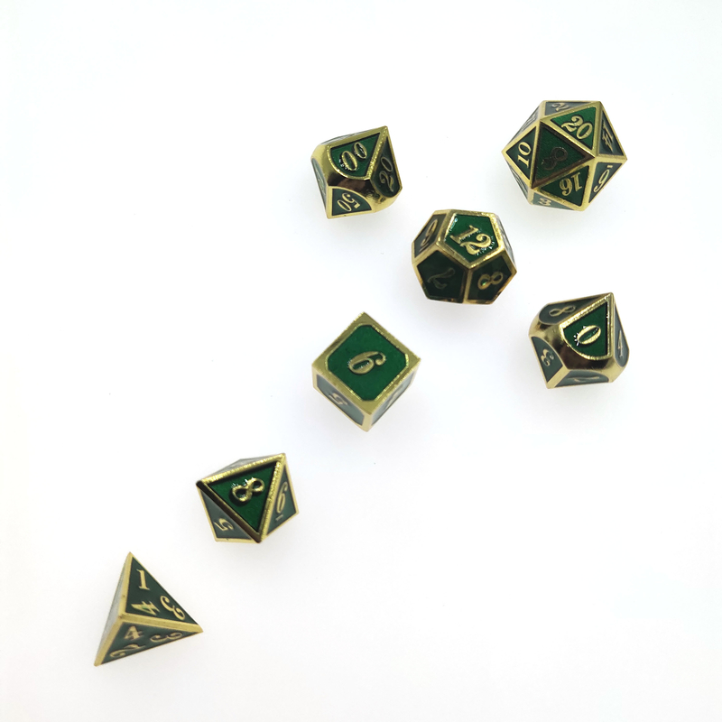 ISO9001 White Metal Dadu Polyhedral Tangan Menuangkan Logam Handmade Table Top Dice Set Polyhedral