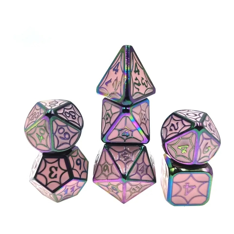 OEM Metal Dice Sets Nontoxic Bulk RP Hand Polyhedron Untuk Dunia Liar