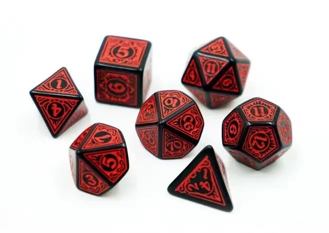 Permainan RPG Bergaya Set dadu 20mm Latar Belakang Hitam Pola warna
