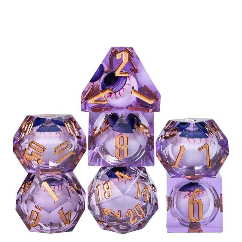 16mm Full Polyhedral Dice Moving Dungeons And Dragons Bloodshot Blue Eye Dice Set Untuk Peran