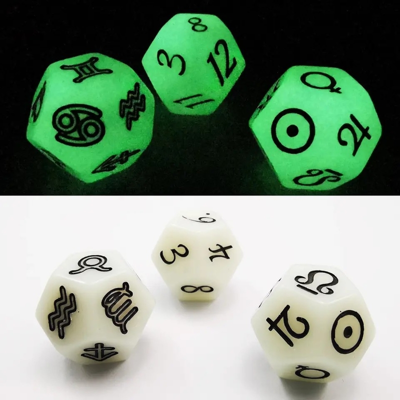 Bescon 3 Piece Astrological Dice Set Konstelasi D12 Dice 3 Warna Batu Ajaib
