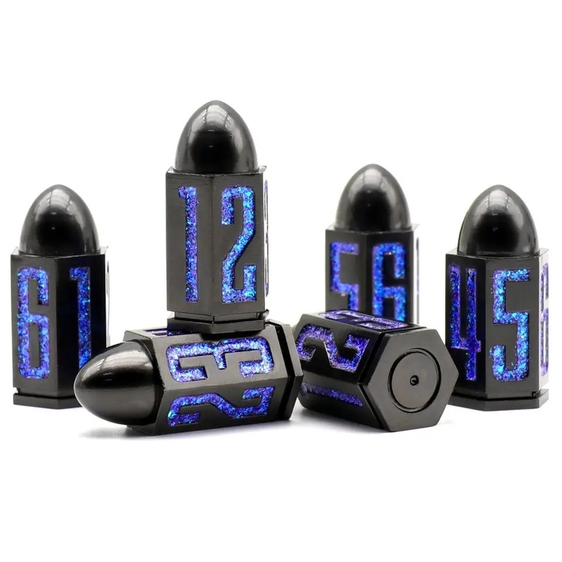 D6 Bullet Metal Dice Set 6 Pcs 6 Sisi Untuk Dnd Dungeons Rpg Warhammer Shadowrun Dice
