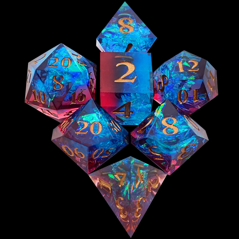 Multi Color Custom Resin Dice DND#RPG Merah Dan Biru Tekstur halus