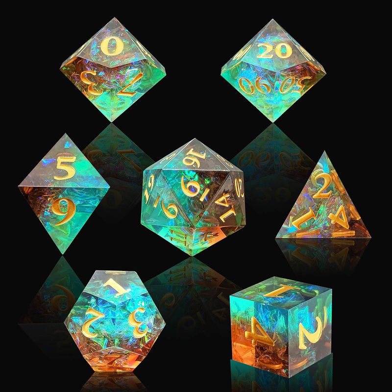 Custom Sharp Resin Dice Set Multi Color Dragon And Dungeon DND#RPG