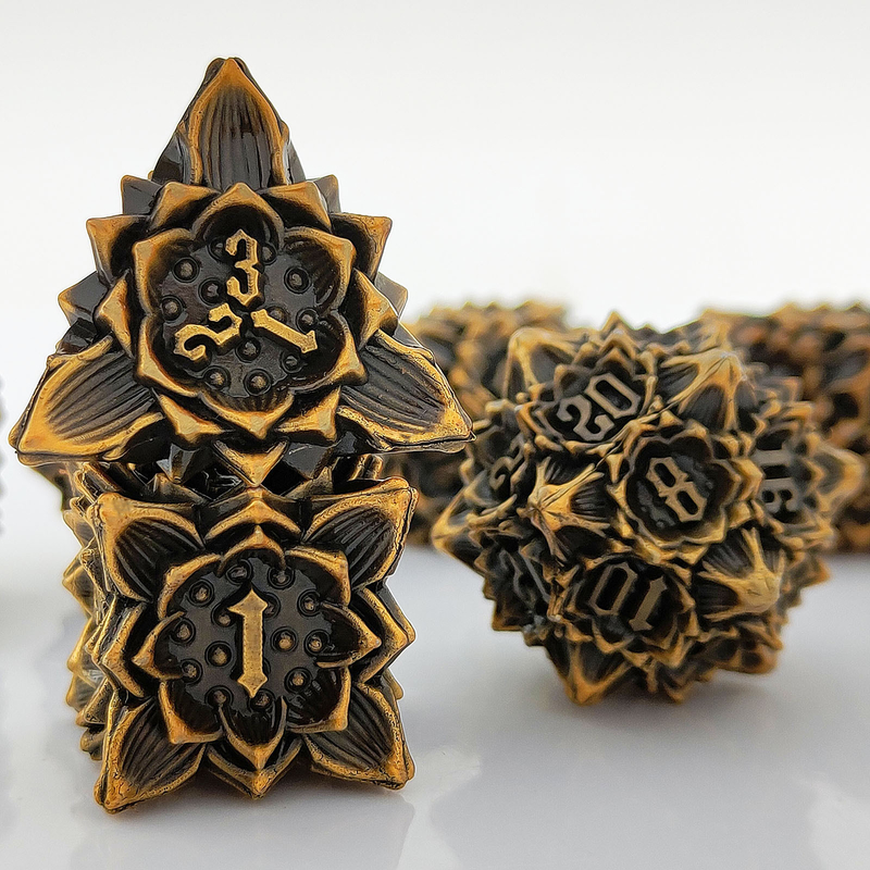 Lotus Metal Dice Set DND Dungeons And Dragons TRPG Polyhedral COC D6 Game Papan