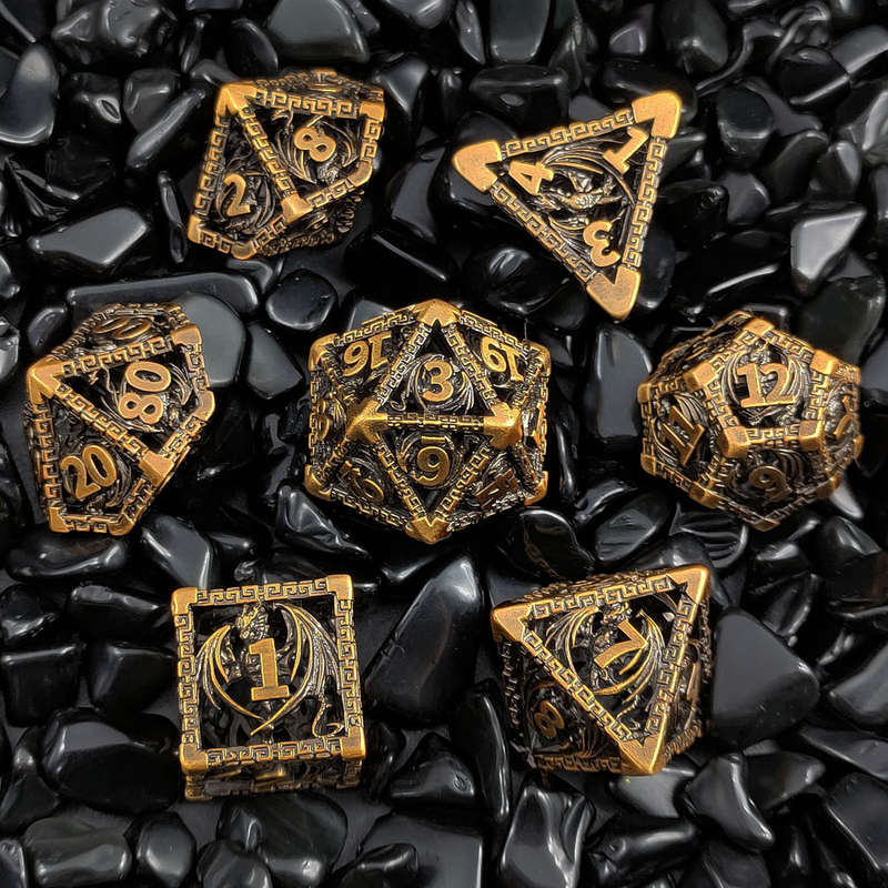 Kerucut Multi-Face Metal Dice Set D20 Sharp Cut Flying Dragon Budemen's God