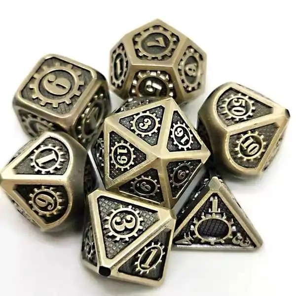 Berwarna-warni Gear Solid Metal Dice Set Board Game Kuusu DND RPG