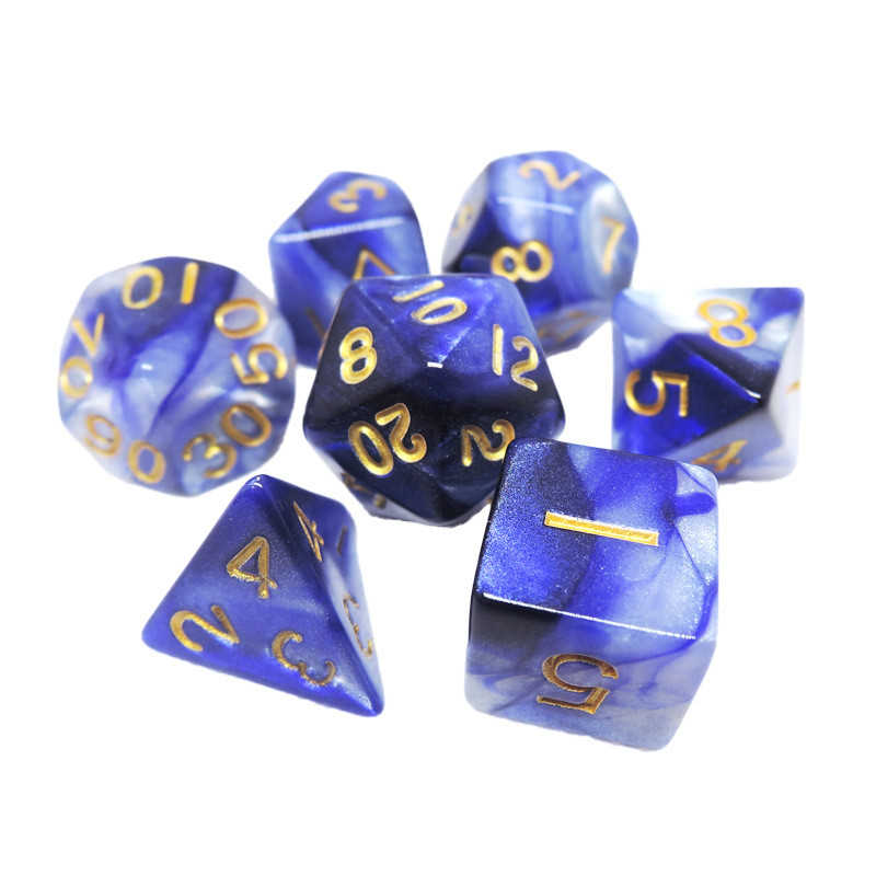 Poly Color Resin Dice Set#Rpg#Dnd#Coc Marmer Pola Preminum dan Mewah