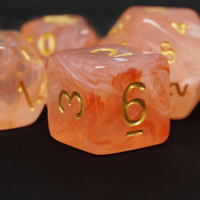 Sharp Edge Orange Smoke Multi-sided Resin Dice Untuk Anak-anak Latihan Mental Aritmatika Matematika