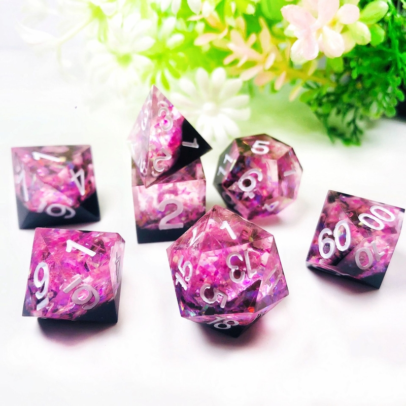 Jantung lautan berkilau warna resin alami desktop permainan dadu set