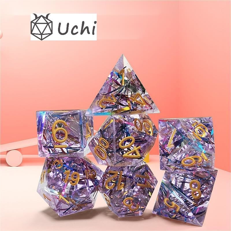 Strip warna ungu Resin Boarding Dice Set Naga dan Dungeon