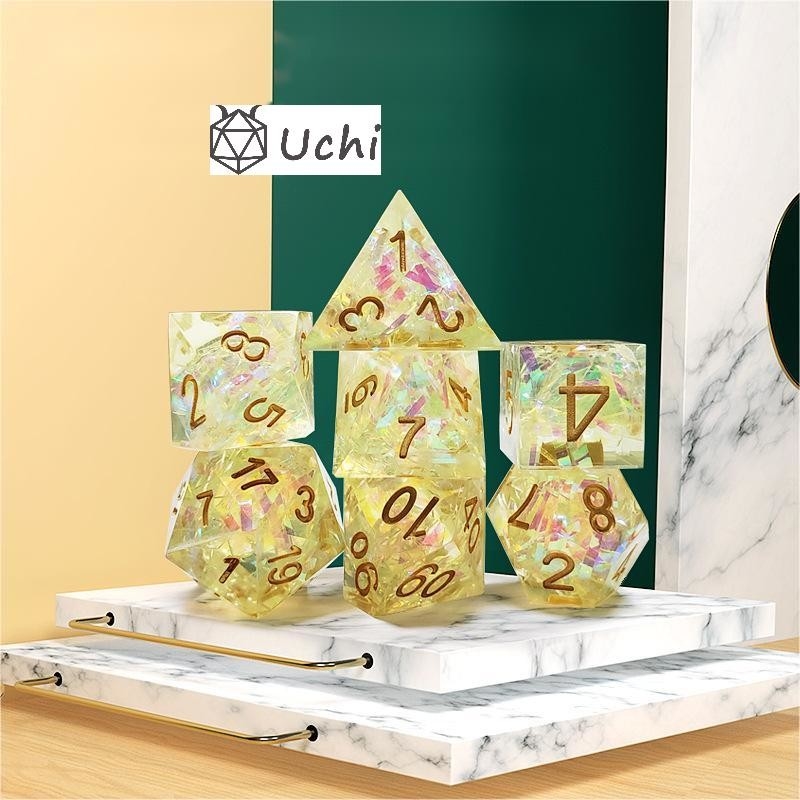 Yellow Crystal Color Band Resin Boarding Dice Set dan dadu