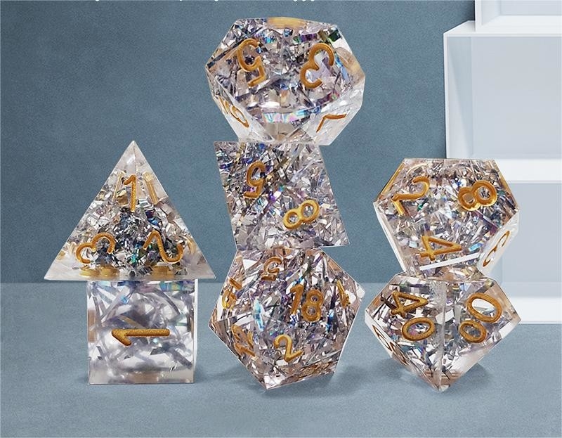 Band warna kristal transparan Resin Boarding Dice Set dan dadu