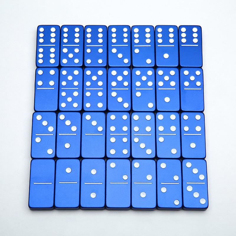 Double 6 Six Metal Domino Set Dengan 28 Giant Aluminium Alloy Domino Blocks Laser Printed Desktop Game