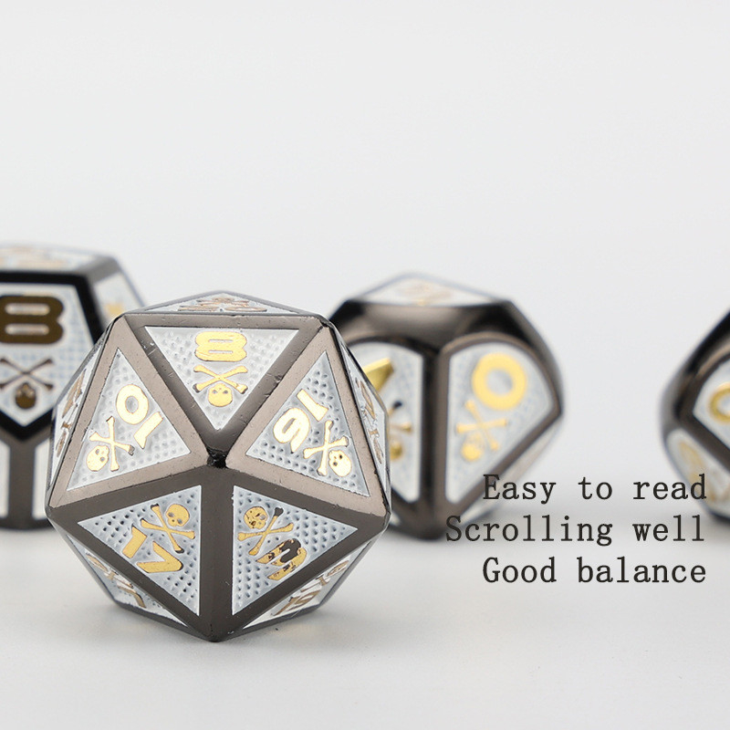 7 Skeleton Dice, Multi Faced Digital Color DND Board Game, Dragon dan Dungeon