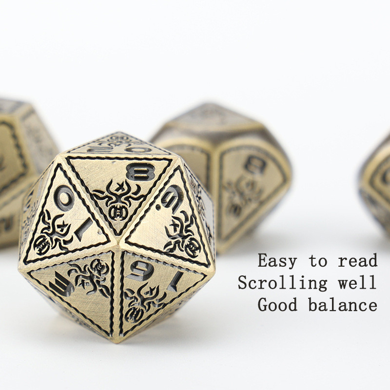 Electroplated Vintage Color Octopus Metal Dnd Dice Set Naga dan Naga Catur Game Catur
